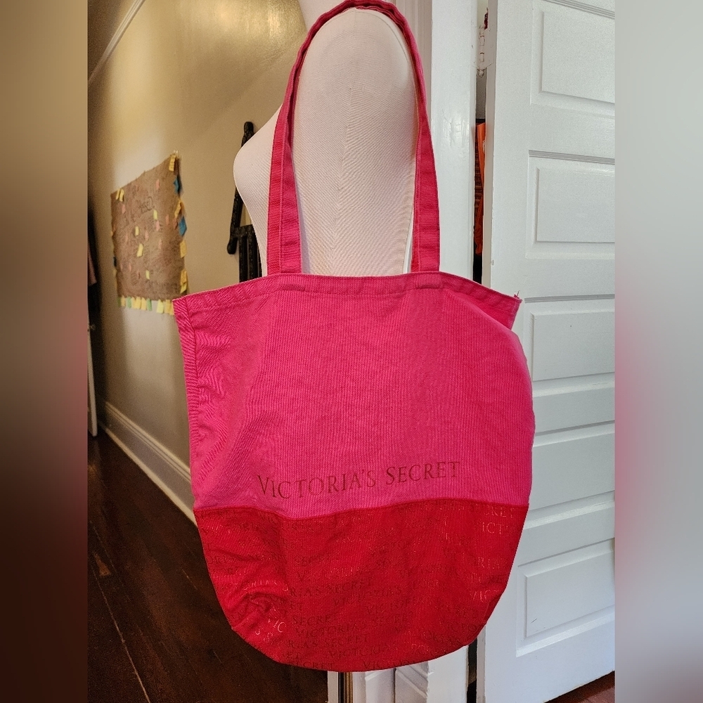 Victoria’s Secret Pink Red Logo Tote Bag Colorblock Shoulder Bag